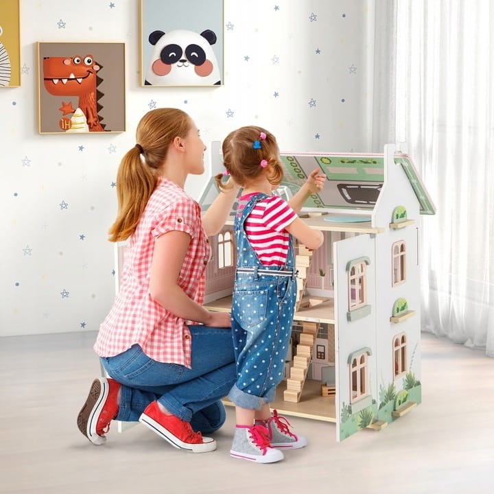 Drewniany domek dla lalek 3-piętrowy z meblami .jpg