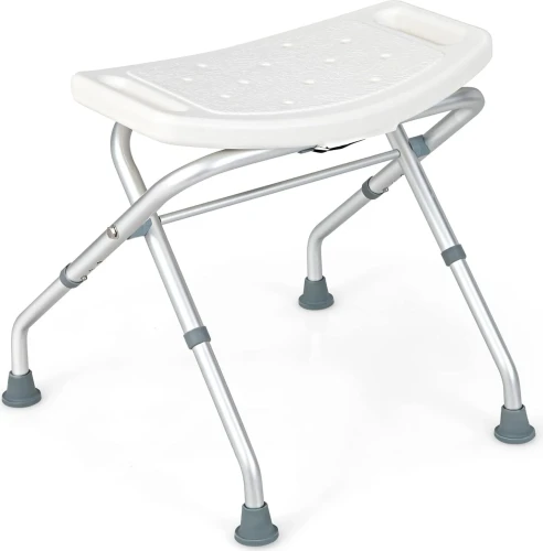 Taboret prysznicowy z regulacją wysokości, antypoślizgowy, składany, 150 kg, biały.webp
