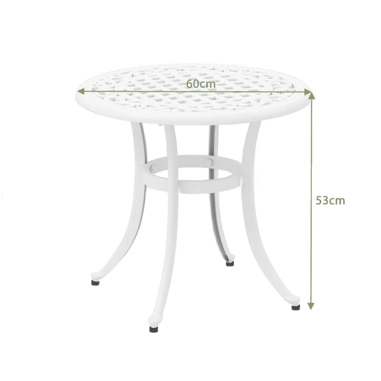 Biały aluminiowy stolik ogrodowy 60x60x53 cm – okrągły, klasyczny, na taras i balkon.jpeg