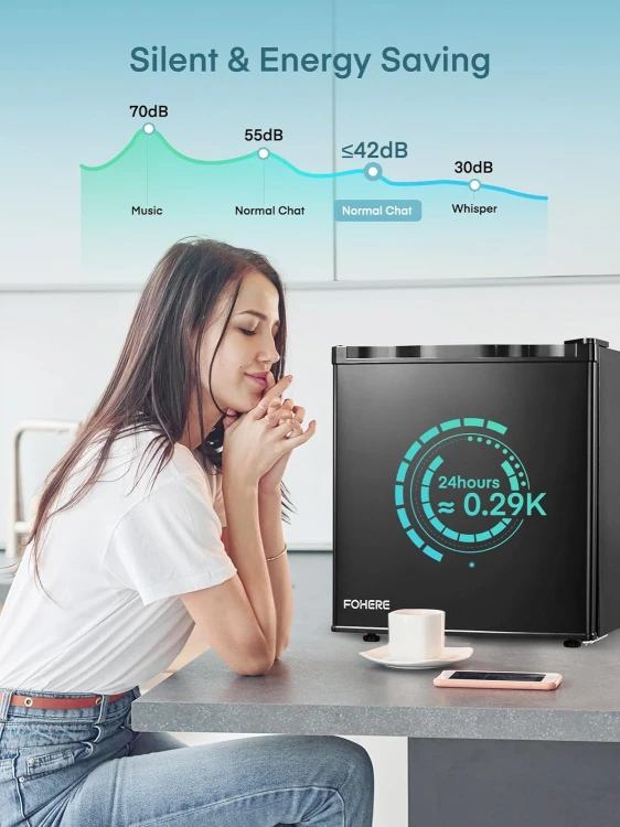 Mini Lodówka FOHERE 46L z Komorą Chłodzenia – Cicha Lodówka Biurowa Do Domu, Biura i Kampera.jpg
