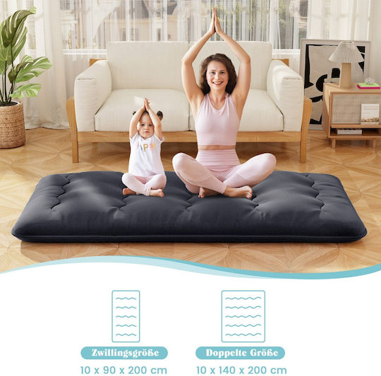 Materac Japoński Futon 90x200 cm – Składany Materac Podłogowy z Pokrowcem i Torbą Czarny.jpeg