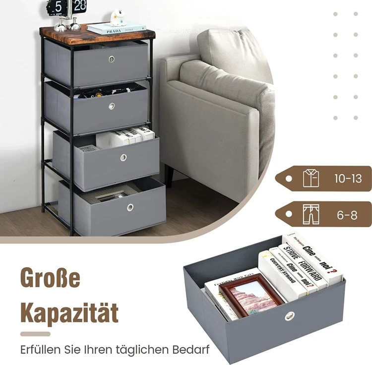 Komoda z 4 Materiałowymi Szufladami 42 x 33,5 x 84,5 cm – Szafka do Sypialni, Przedpokoju i Salonu.webp