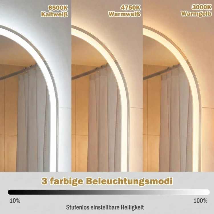 Lustro Łazienkowe LED 90x55 cm COSTWAY – Podświetlane Lustro z Funkcją Antypara i Regulacją Barwy Światła.webp
