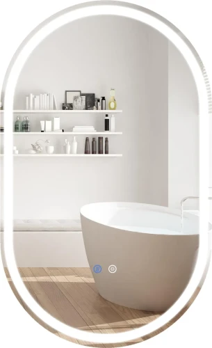 Lustro Łazienkowe LED 90x55 cm COSTWAY – Podświetlane Lustro z Funkcją Antypara i Regulacją Barwy Światła.webp