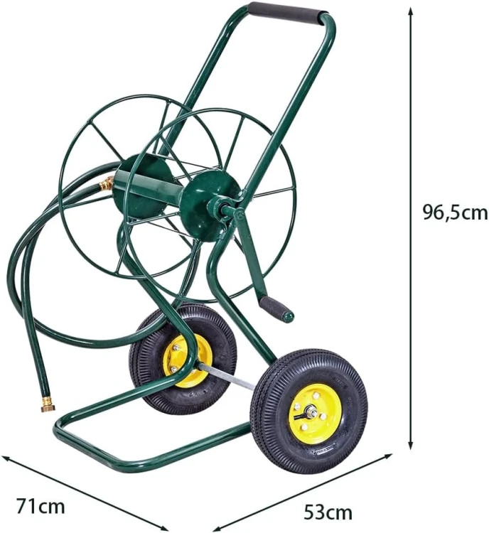 Metalowy Wózek na Wąż Ogrodowy 61 m 3/4" – Bęben z Kołami Pneumatycznymi i Korbą.jpg.jpg