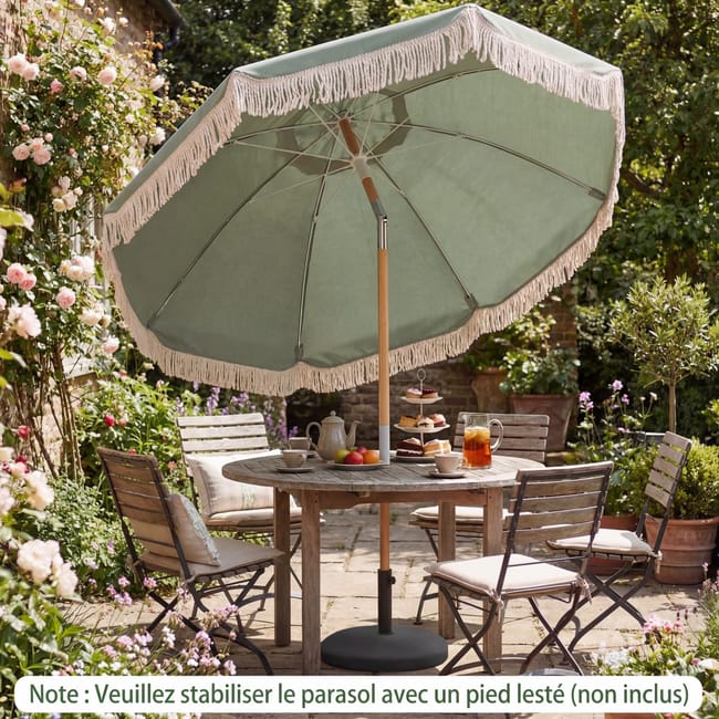 Parasol ogrodowy drewniany 170 cm zielony COSTWAY.jpeg