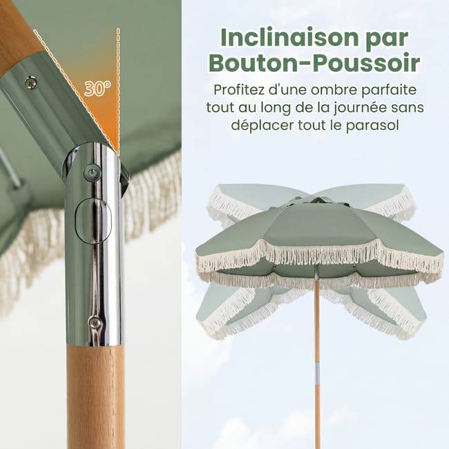 Parasol ogrodowy drewniany 170 cm zielony COSTWAY.jpeg