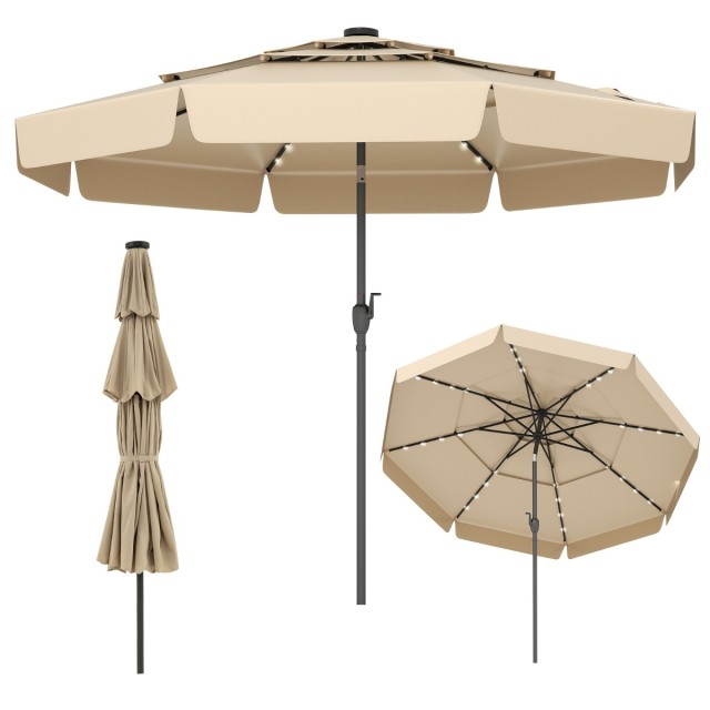 Parasol ogrodowy solarny LED 295 cm COSTWAY – 32 diody LED, 3-poziomowa wentylacja, regulacja nachylenia.jpg.jpg