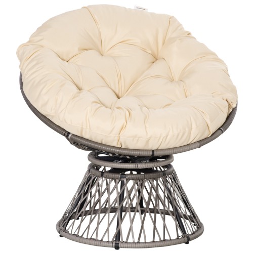 Outsunny Fotel Papasan obrotowy 360° z technorattanu i grubą poduszką Beżowy.jpg