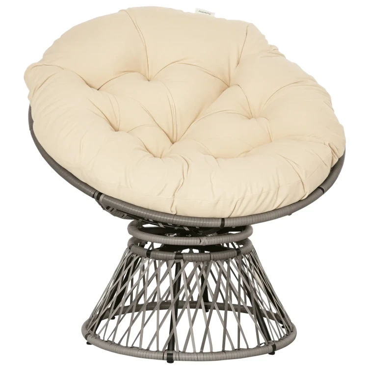Outsunny Fotel Papasan obrotowy 360° z technorattanu i grubą poduszką Beżowy.jpg