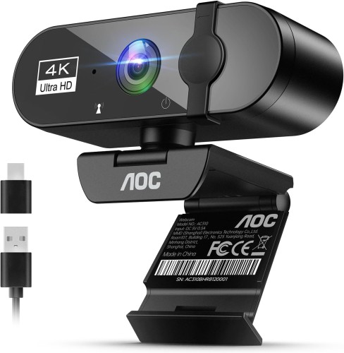 Kamera internetowa AOC 4K Ultra HD USB z mikrofonem redukcją szumów i osłoną prywatności.jpg