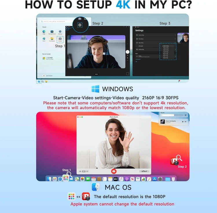 Kamera internetowa AOC 4K Ultra HD USB z mikrofonem redukcją szumów i osłoną prywatności.jpg